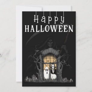 Griezelhuis Halloween-foto Feestdagenkaart