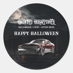 Griezelig Amerikaans Muscle Car Halloween Feest Ronde Sticker