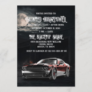 Griezelig Amerikaanse Spierauto Halloween-feest Kaart