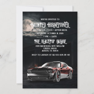 Griezelig Amerikaanse Spierauto Halloween-feest Kaart