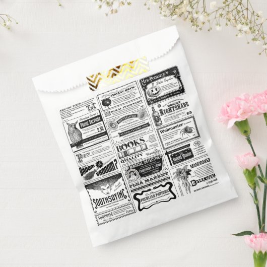 Griezelig antiek halloween Krant wit Bedankzakje (Gezegeld)