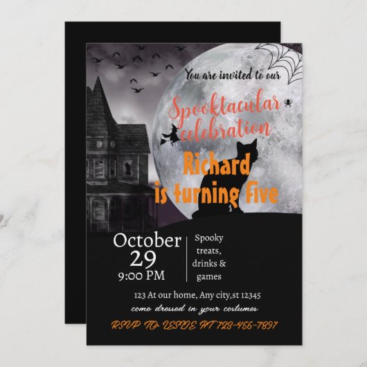 griezelig betoverend halloween BIRTHDAYuitnodiging Kaart (Voorkant / Achterkant)