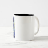 griezelig blauw tweekleurige koffiemok (Voorkant rechts)