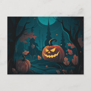 Griezelig bos met Jack-O' Lanterns Halloween Feestdagenkaart
