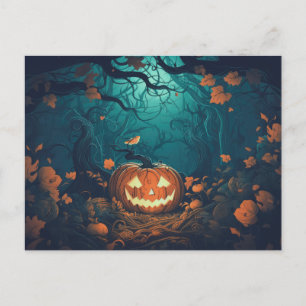 Griezelig bos met Jack-O' Lanterns Halloween Feestdagenkaart