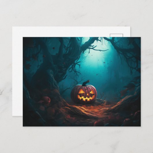 Griezelig bos met Jack-O' Lanterns Halloween Feestdagenkaart (Voorkant / Achterkant)