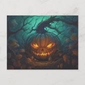 Griezelig bos met Jack-O' Lanterns Halloween Feestdagenkaart (Voorkant)