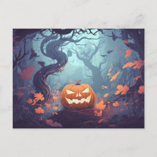 Griezelig bos met Jack-O' Lanterns Halloween Feestdagenkaart
