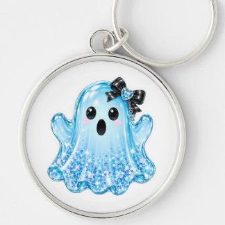 Griezelig Cute Blauwe Glitter Geest Sleutelhanger