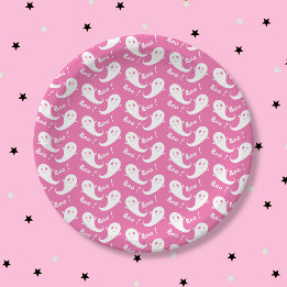 Griezelig Cute Geest Patroon Roze Papieren Bord