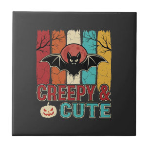 Griezelig Cute Halloween Vleermuis Retro Grafisch Tegeltje