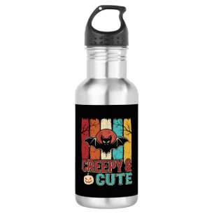 Griezelig Cute Halloween Vleermuis Retro Grafisch Waterfles