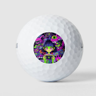 Griezelig Cute Horror Anime Gamer Meisje Golfballen
