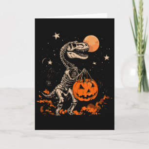 Griezelig dinosaurus skelet eng pompoen maan Hallo Kaart