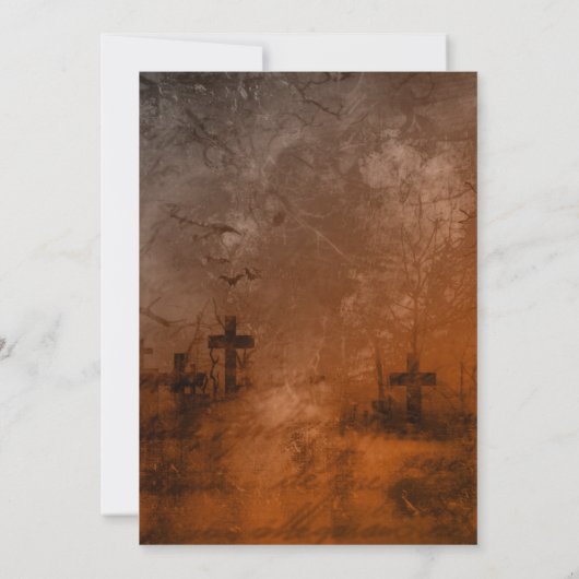 Griezelig en eng kerkhof Halloween Party Kaart (Achterkant)