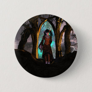Griezelig en Schattige Halloween Meisje Ronde Button 5,7 Cm