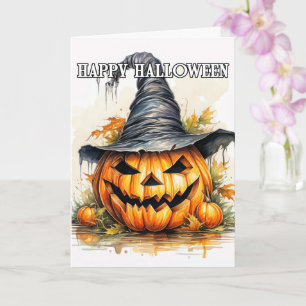 Griezelig Gelukkig Halloween Pompoen Heks Kaart