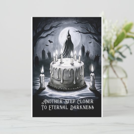 Griezelig Grappig B-day Groet Ghost Cake Feestdagenkaart (Staand voorkant)