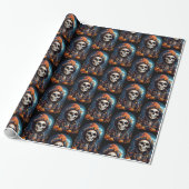 Griezelig Grinning Skelet Horror Theme Cadeaupapier (Uitgerold)