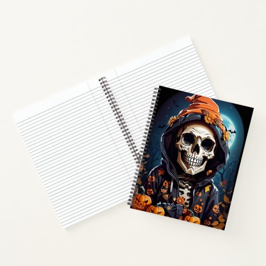 Griezelig Grinning Skeleton Halloween Notitieboek (Binnen)