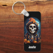 Griezelig Grinning Skeleton Halloween Sleutelhanger (Voorkant)