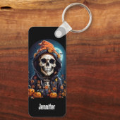 Griezelig Grinning Skeleton Halloween Sleutelhanger (Achterkant)