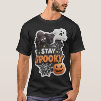Griezelig Halloween bord met spin en spook T-shirt