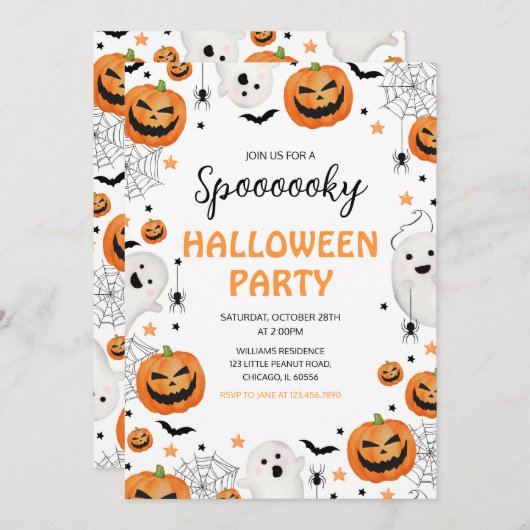 Griezelig Halloween-feest Kaart (Voorkant / Achterkant)