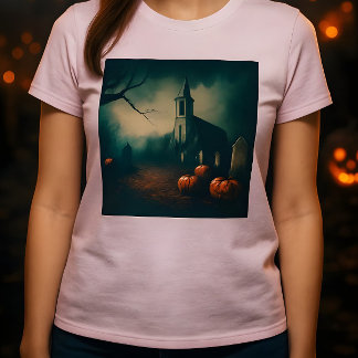 Griezelig Halloween-kerkhof vintage rustieke ontwe Tri-Blend Shirt