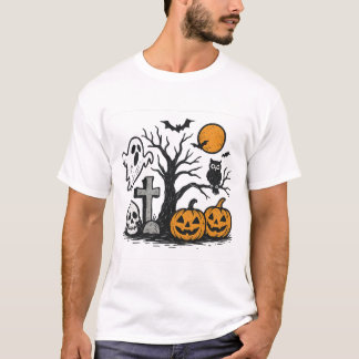 Griezelig Halloween Scene Heren T-shirt