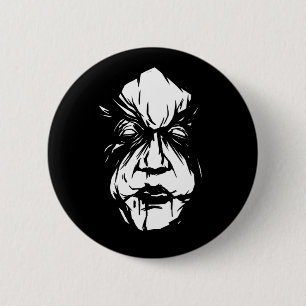 Griezelig heksen gezicht ronde button 5,7 cm