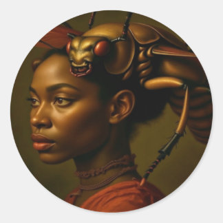 Griezelig insect mooie dame ronde sticker