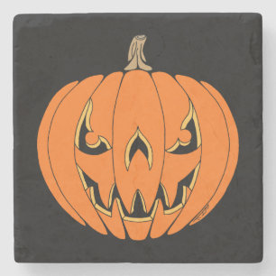 Griezelig Jack-o'-Lantern Halloween-ontwerp Stenen Onderzetter