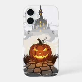 Griezelig Kasteel Jack O Lantern Halloween Hoesje iPhone 16 Hoesje