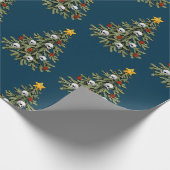 Griezelig kerstboom schedel inpakpapier (Hoek)
