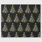 Griezelig kerstboom schedel inpakpapier (Vlak)