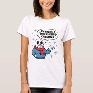 Griezelig Kerstmis Grappig Skelet Vakantie Ontwerp T-shirt