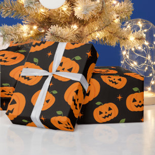 Griezelig Knuffelbare Pompoen Halloween Patroon Cadeaupapier