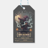 Griezelig maar Schattige spin Happy Halloween Cadeaulabel (Voorkant)