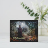 Griezelig Macaber Spookhuis en zijn Eigenaar van Briefkaart (Staand voorkant)