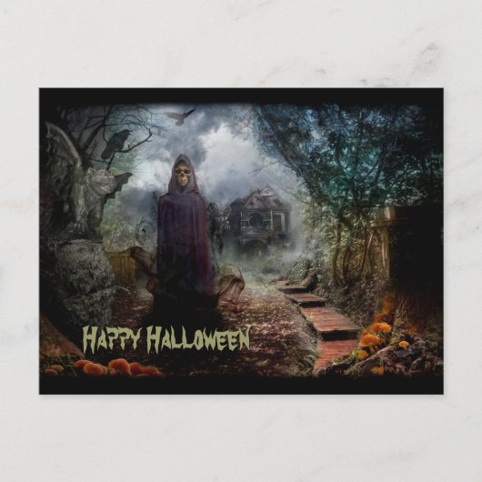 Griezelig Macaber Spookhuis en zijn Eigenaar van Briefkaart (Voorkant)