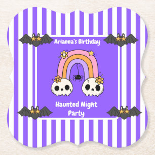 Griezelig Nachtfeest Verjaardag – Halloween nacht Kartonnen Onderzetters