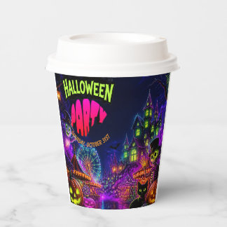 Griezelig Neon Halloween Feest Papieren Bekers