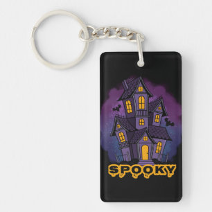 Griezelig Paars Landhuis Spookachtig Geestenhuis Sleutelhanger