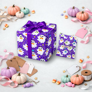 Griezelig Paars Watercolor Spook Inpakpapier Vel