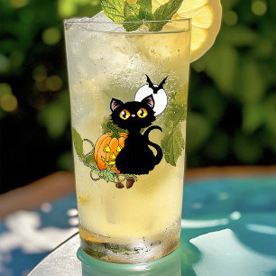 Griezelig Paarse Schattige Zwarte Kat Halloween Po Glas