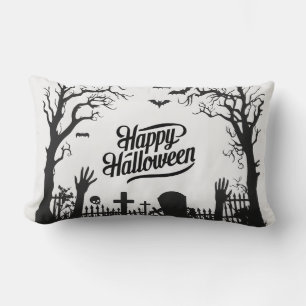 Griezelig Schattig Zwart en Wit Halloween Kussen