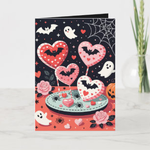 Griezelig-schattige Halloween-illustratie van Hart Kaart