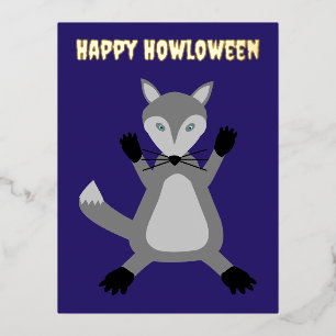 Griezelig Schattige Halloween Wolf Custom Hallowee Folie Feestdagen Briefkaart