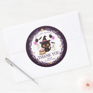 Griezelig Schattige Heks Zwarte Kat Tovenaar 1e Ve Ronde Sticker